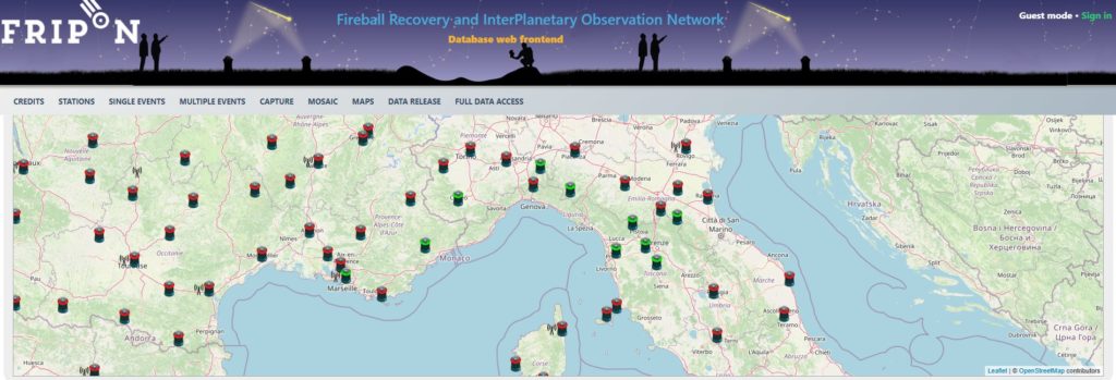 Le camere (indicate in verde) che hanno effettuato la detection